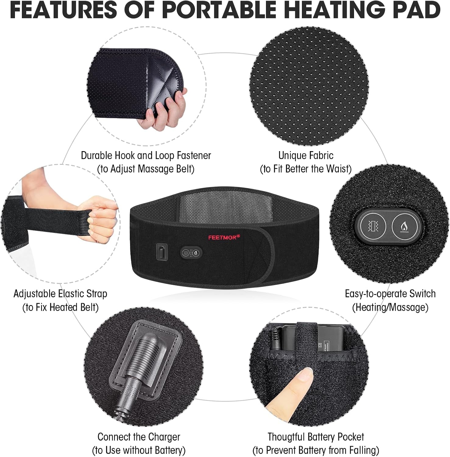 Heating Pad, Wireless Heating Belt, Back Heating, Rechargeable Battery Power Supply,Holiday Gift