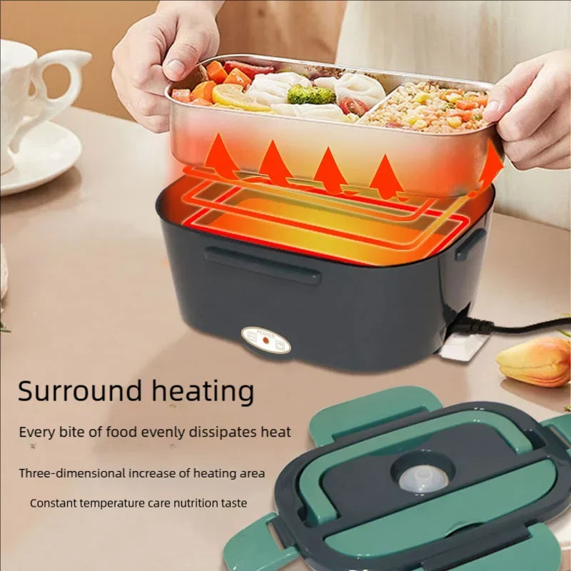 1.5 L 60W Electric Lunch Box Food Warmer Portable Food Heater for Car or Home - Leak Proof, Lunch Heating Microwave for Truckers