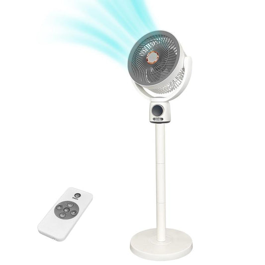 Ormos Floor Fan, 120° Air Circulation Fan, Adjustable Height Vertical Fan, with Remote Control, Natural Wind, USB Charging, 3 Modes, Home, Office, Bedroom, Living Room (White 8000 Ma)